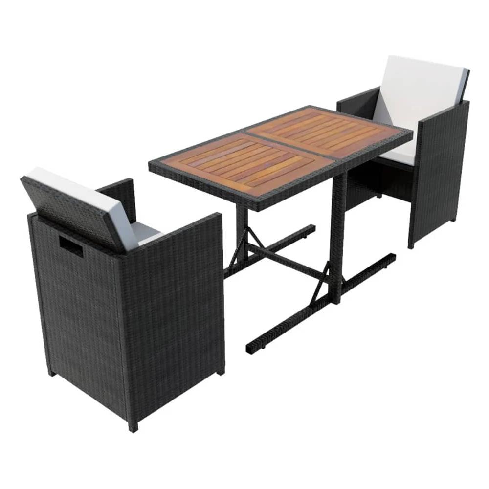 7 Pz Set Mobili Da Giardino In Polyrattan Nero - Foto 1