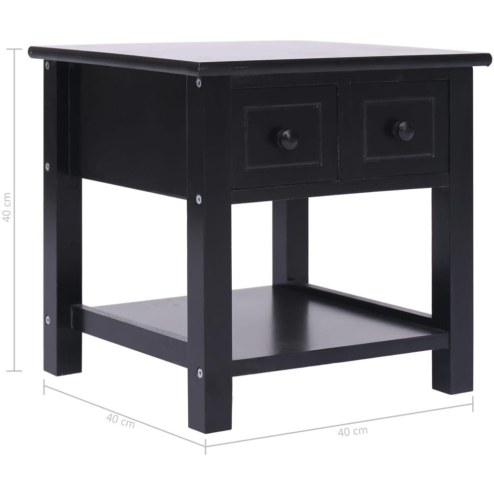 Tavolino Laterale Nero 40x40x40 Cm In Legno Di Paulownia - Foto 8