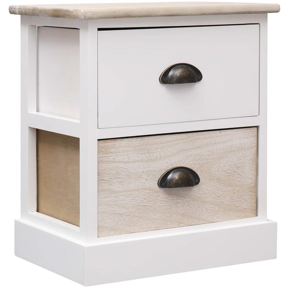 Comodini 2pz Bianco E Naturale 38x28x45cm In Legno Di Paulonia - Foto 2