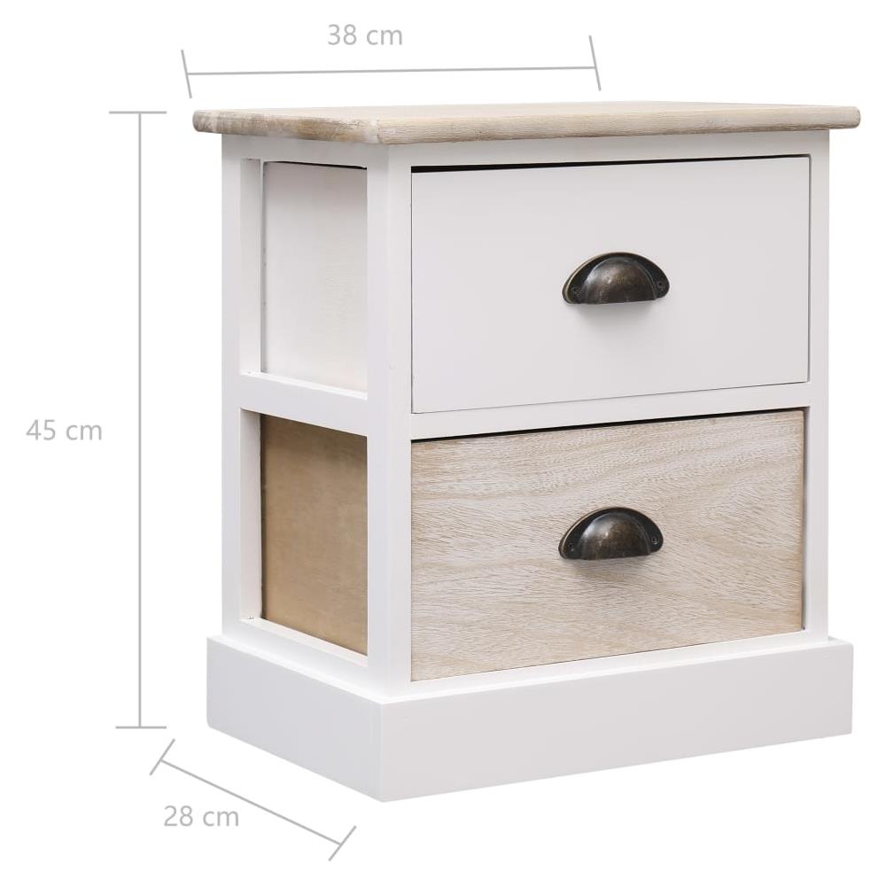 Comodini 2pz Bianco E Naturale 38x28x45cm In Legno Di Paulonia - Foto 14