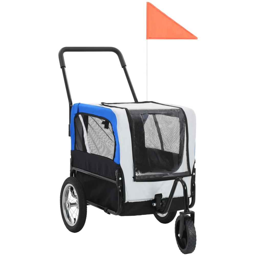 Rimorchio Bici E Carrello Jogging Per Animali 2-in-1 Grigio Blu - Foto 1