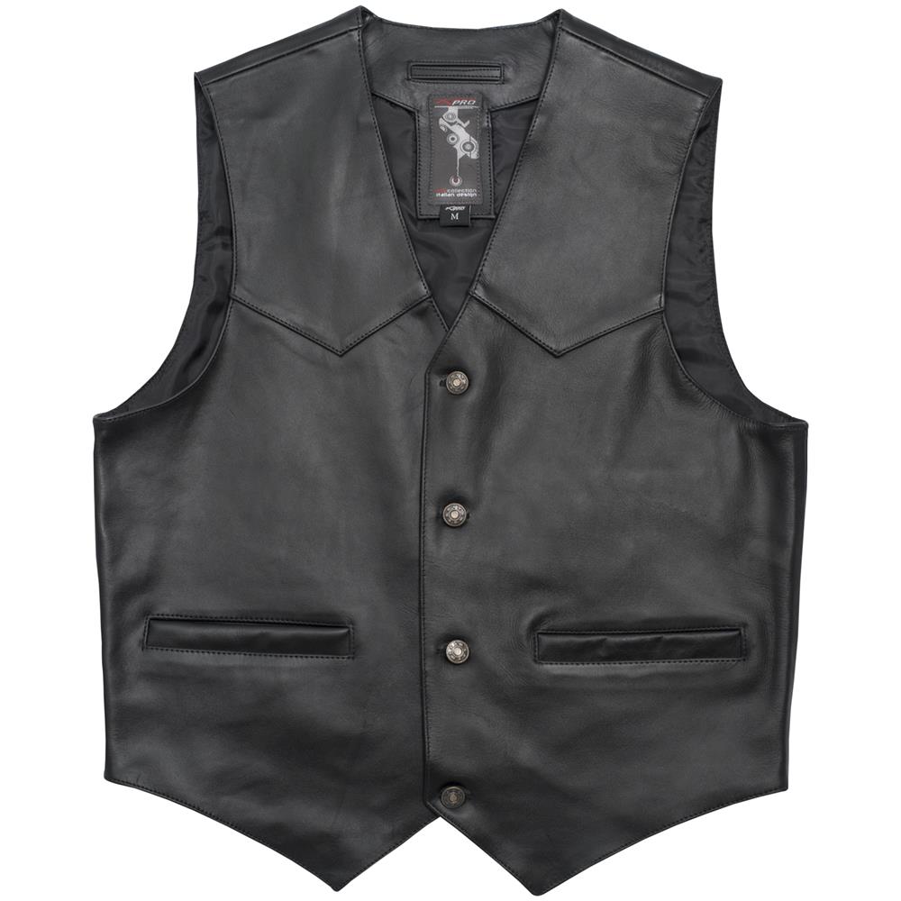 Gilet Pelle Chopper Custom Moto Vintage Interno Foderato Nero S - Foto 2