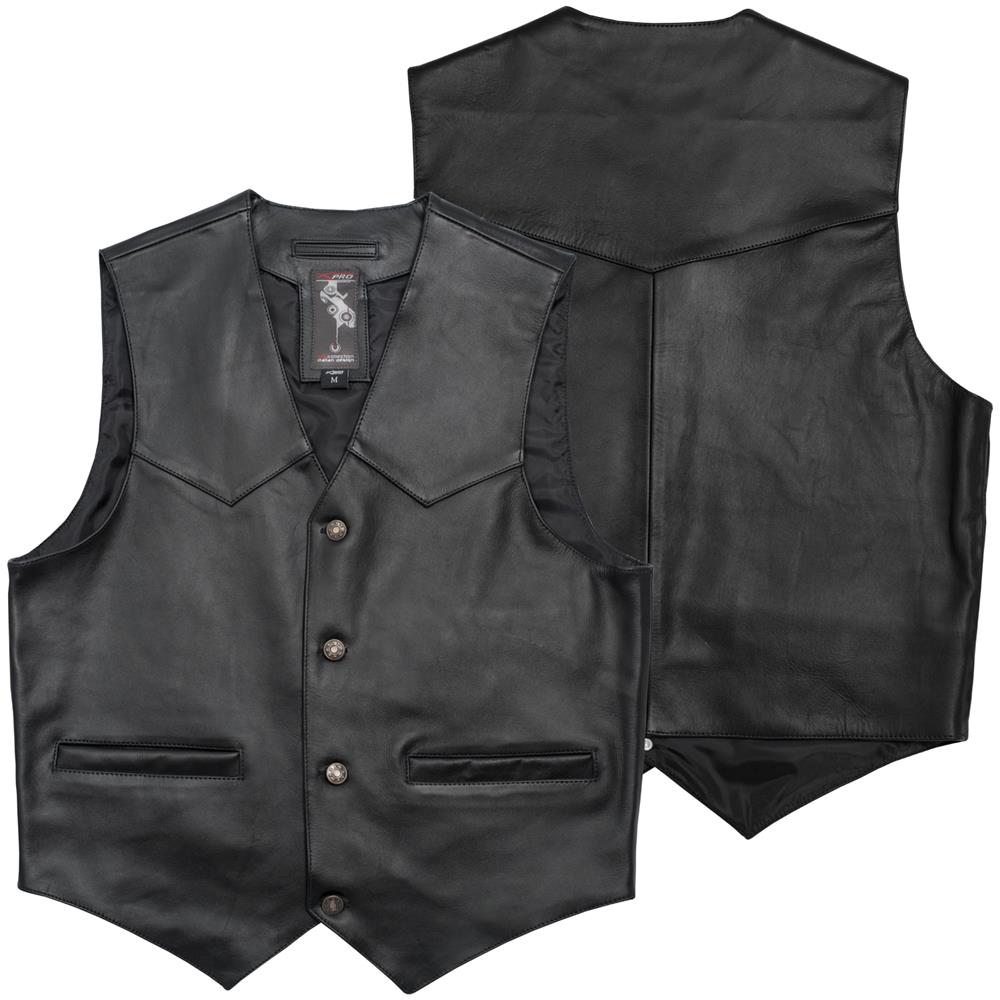 Gilet Pelle Chopper Custom Moto Vintage Interno Foderato Nero S - Foto 1