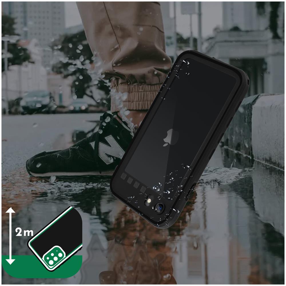 Cover Apple Iphone 7 / 8 / Se 2020 Waterproof 2m Con Vetrino Nero - Foto 2