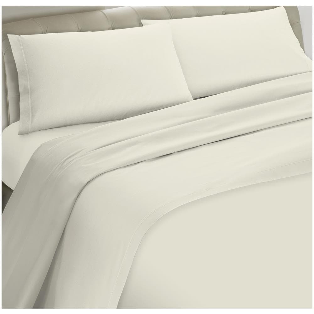 Set Completo Lenzuola 100% Microfibra - Singolo, Lenzuolo Sopra 150 X 290 Cm, Lenzuolo Sotto 80/90 X 190/200 X 25 Cm, 1 Federa 52 X 82 Cm - Panna - Foto 1