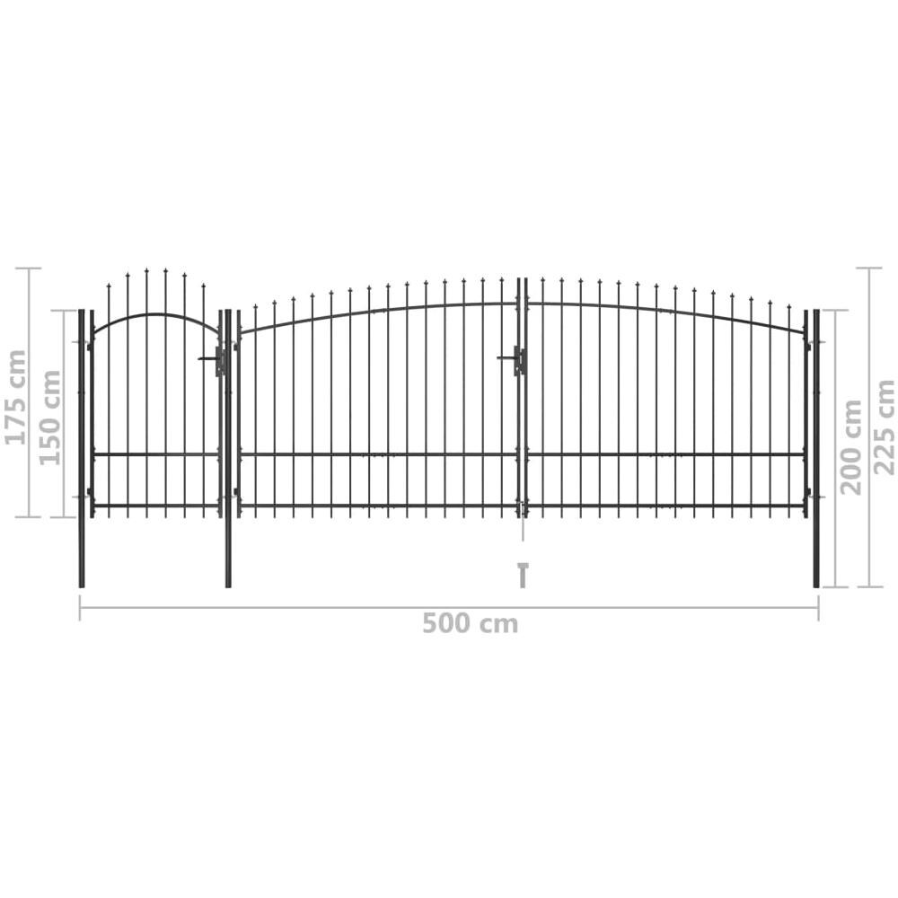 Cancello Da Giardino Con Punta A Lancia 5x2,25 M Nero - Foto 5