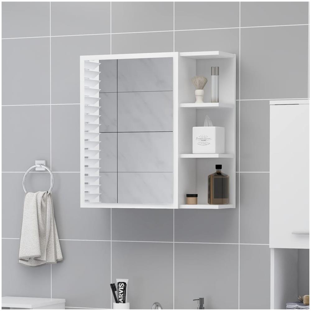 Armadietto a Specchio Bianco 62,5x20,5x64 cm Legno Multistrato - Foto 1