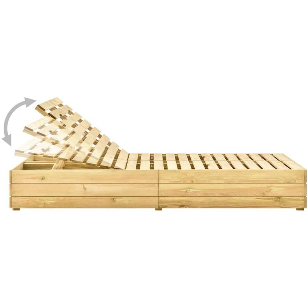 Lettino Prendisole Doppio e Cuscini Verdi in Pino Impregnato - Foto 3