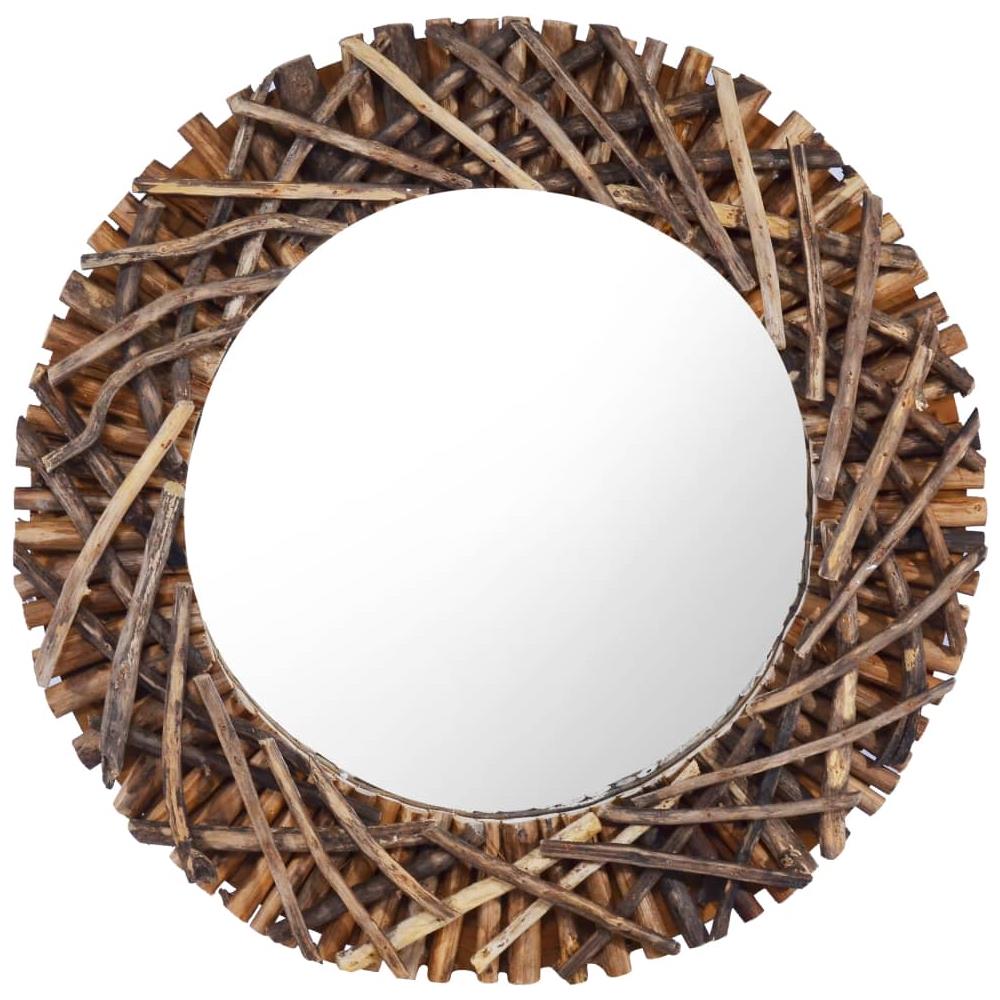 Specchio da Parete 60 cm in Legno di Teak Rotondo - Foto 1