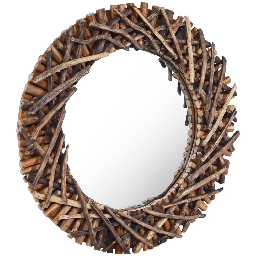 Specchio da Parete 60 cm in Legno di Teak Rotondo - Foto 3
