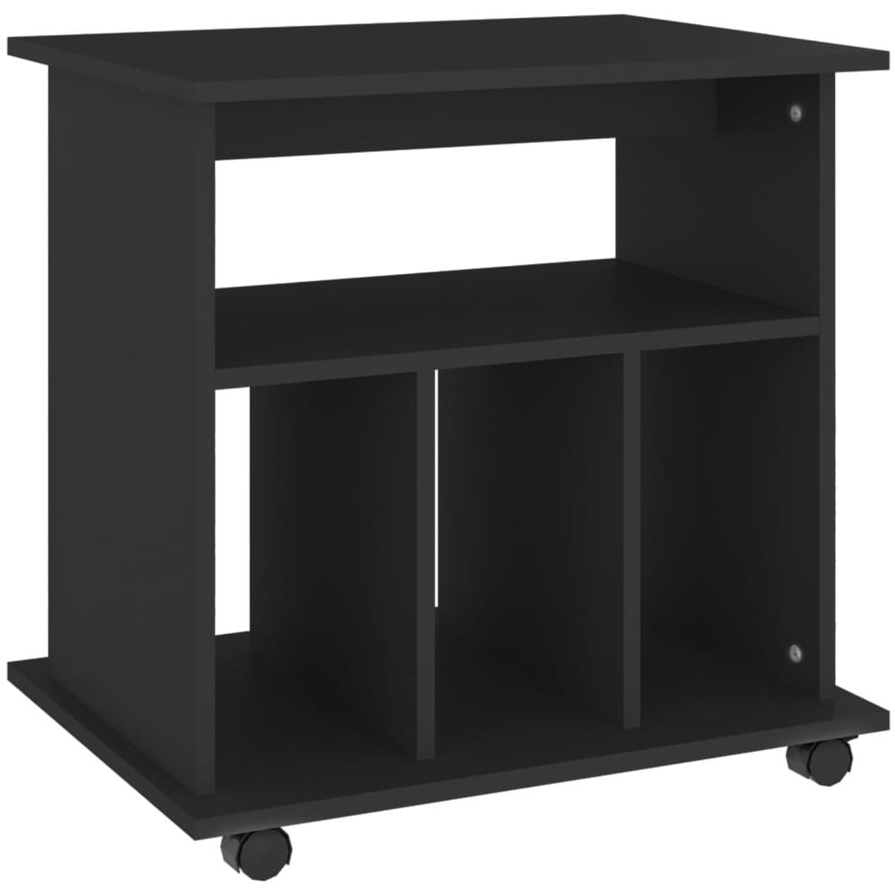 Mobiletto con Ruote Nero 60x45x60 cm in Legno Multistrato - Foto 2