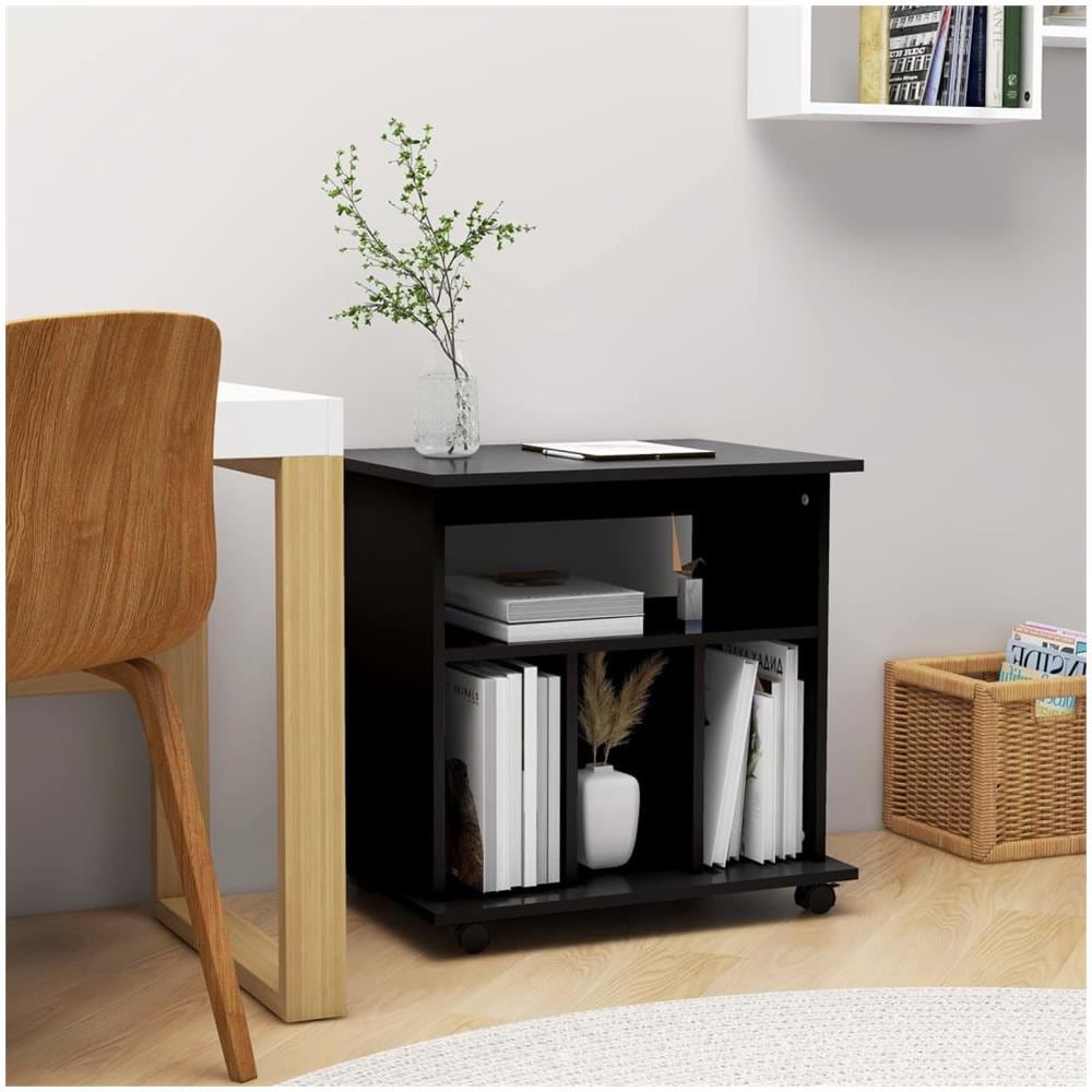 Mobiletto con Ruote Nero 60x45x60 cm in Legno Multistrato - Foto 1