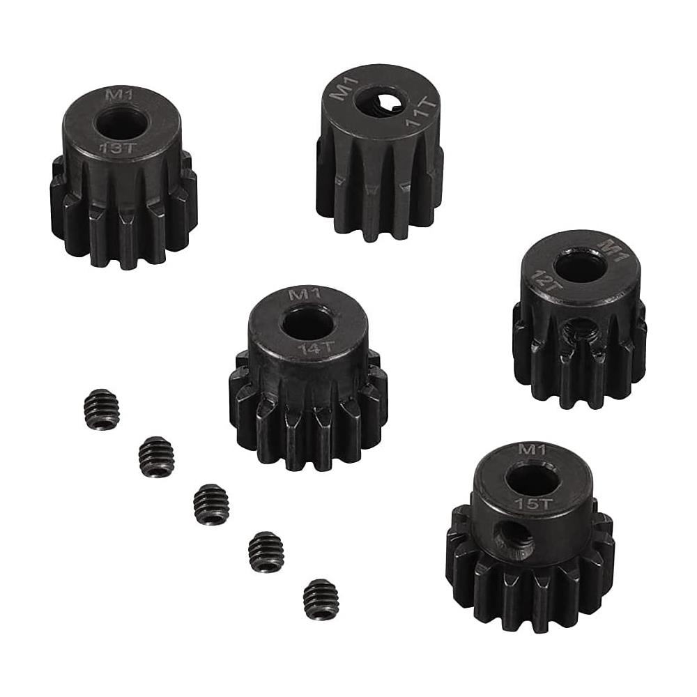 5 Pezzi Pignoni 11t 12t 13t 14t 15t M1 5mm Shaft Gear Module Pinion Per Motore Brushless 1:8 1/8 Rc Monster / buggy / camion - Foto 1