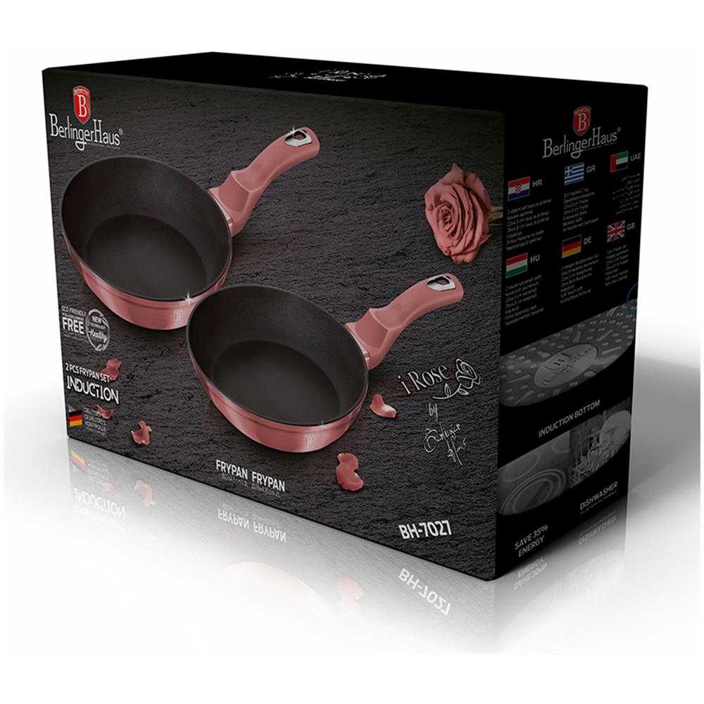 I-rose Set Di 2 Padelle Induzione 22-26 Cm In Alluminio Forgiato Antiaderente Titanio Rosa - Foto 2