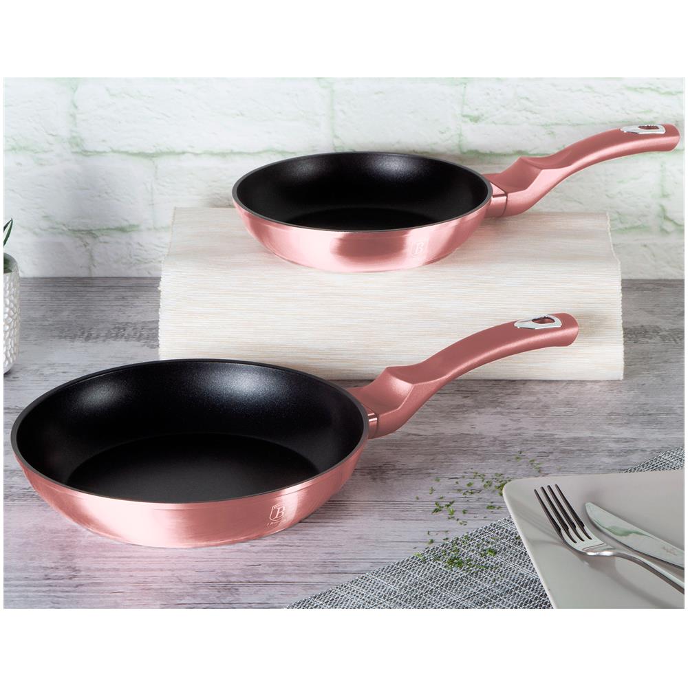I-rose Set Di 2 Padelle Induzione 22-26 Cm In Alluminio Forgiato Antiaderente Titanio Rosa - Foto 3