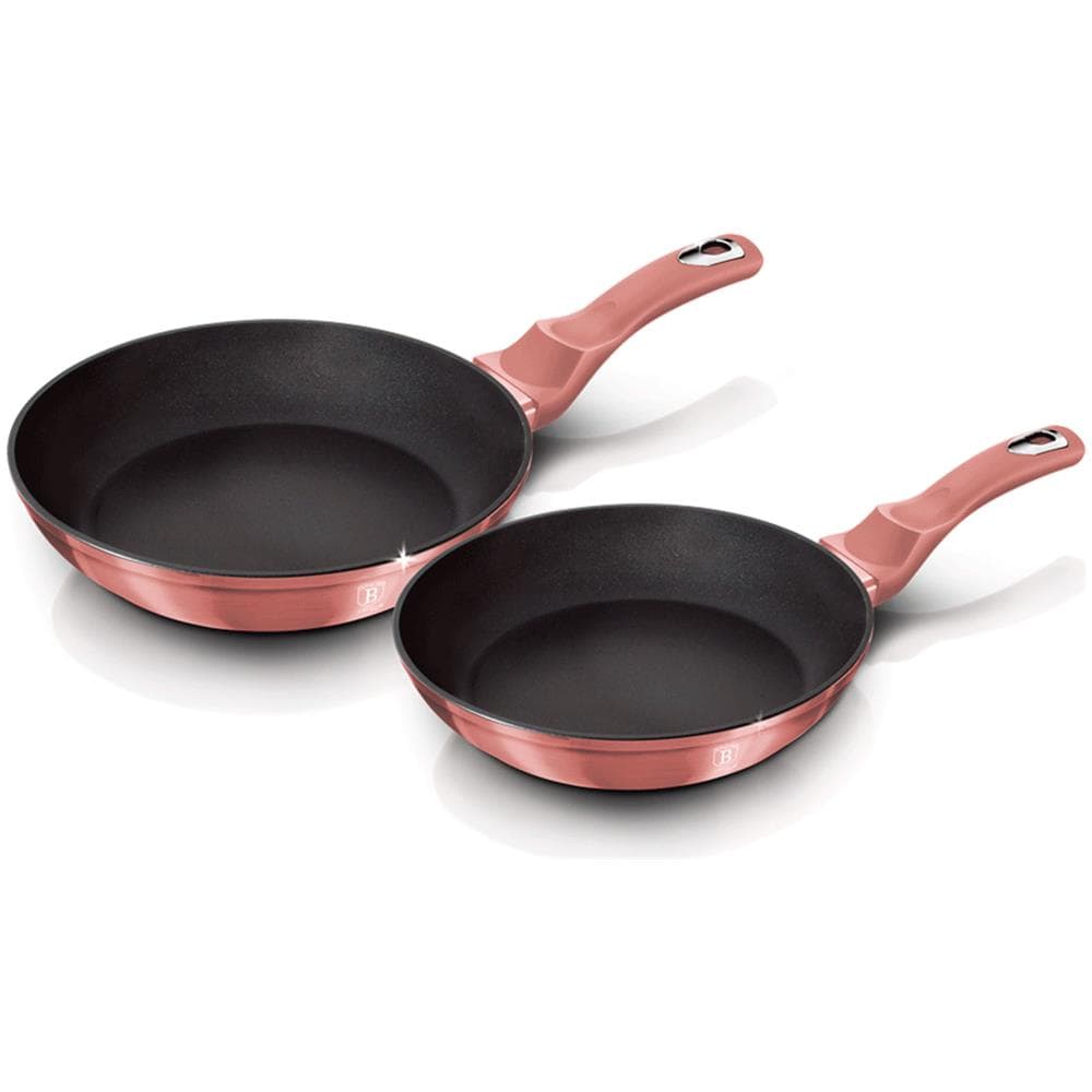 I-rose Set Di 2 Padelle Induzione 22-26 Cm In Alluminio Forgiato Antiaderente Titanio Rosa - Foto 1