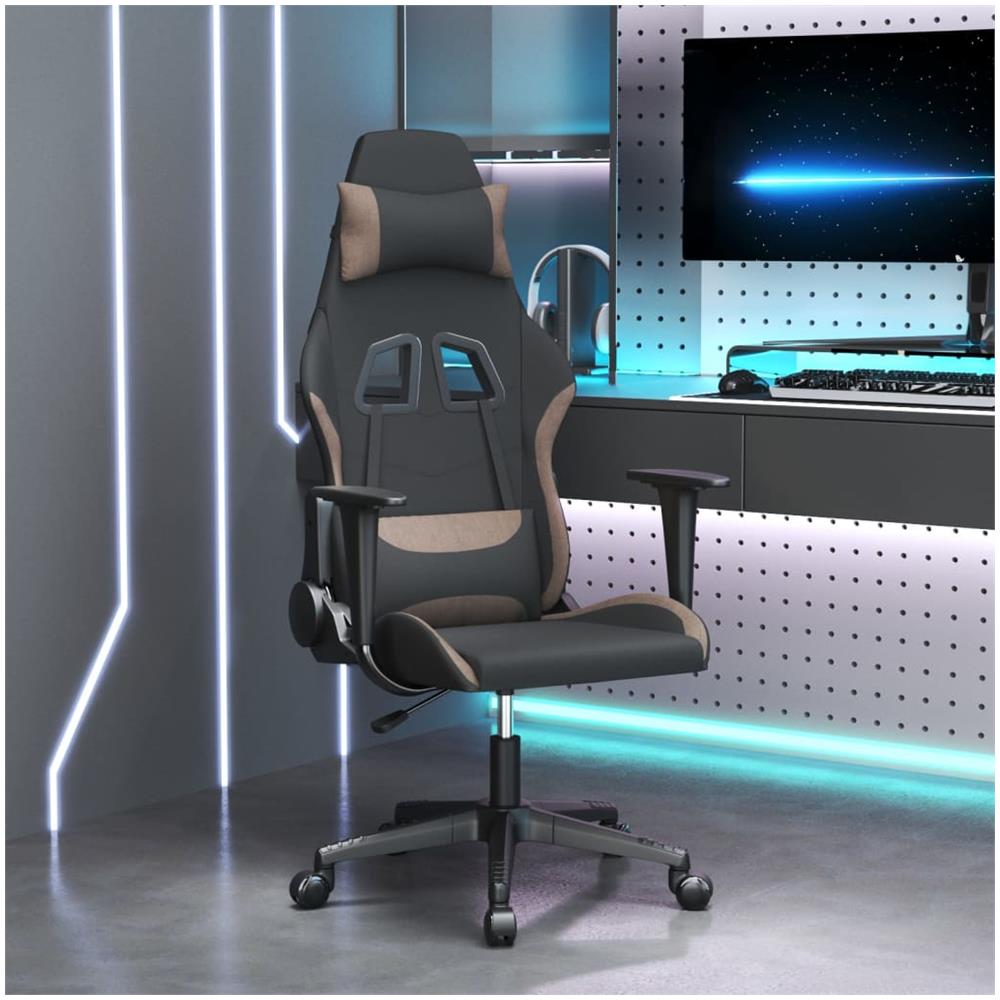 Sedia Da Gaming Nero E Tortora In Tessuto - Foto 1