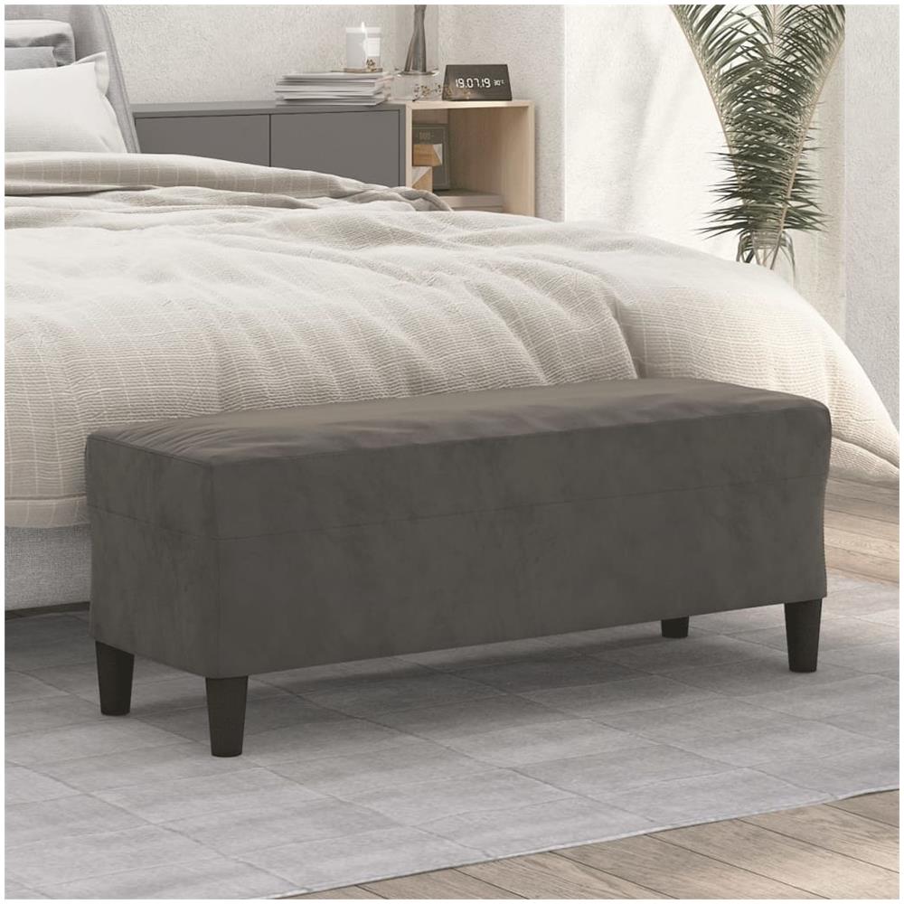 Panca Grigio Scuro 100x35x41 Cm In Velluto - Foto 1