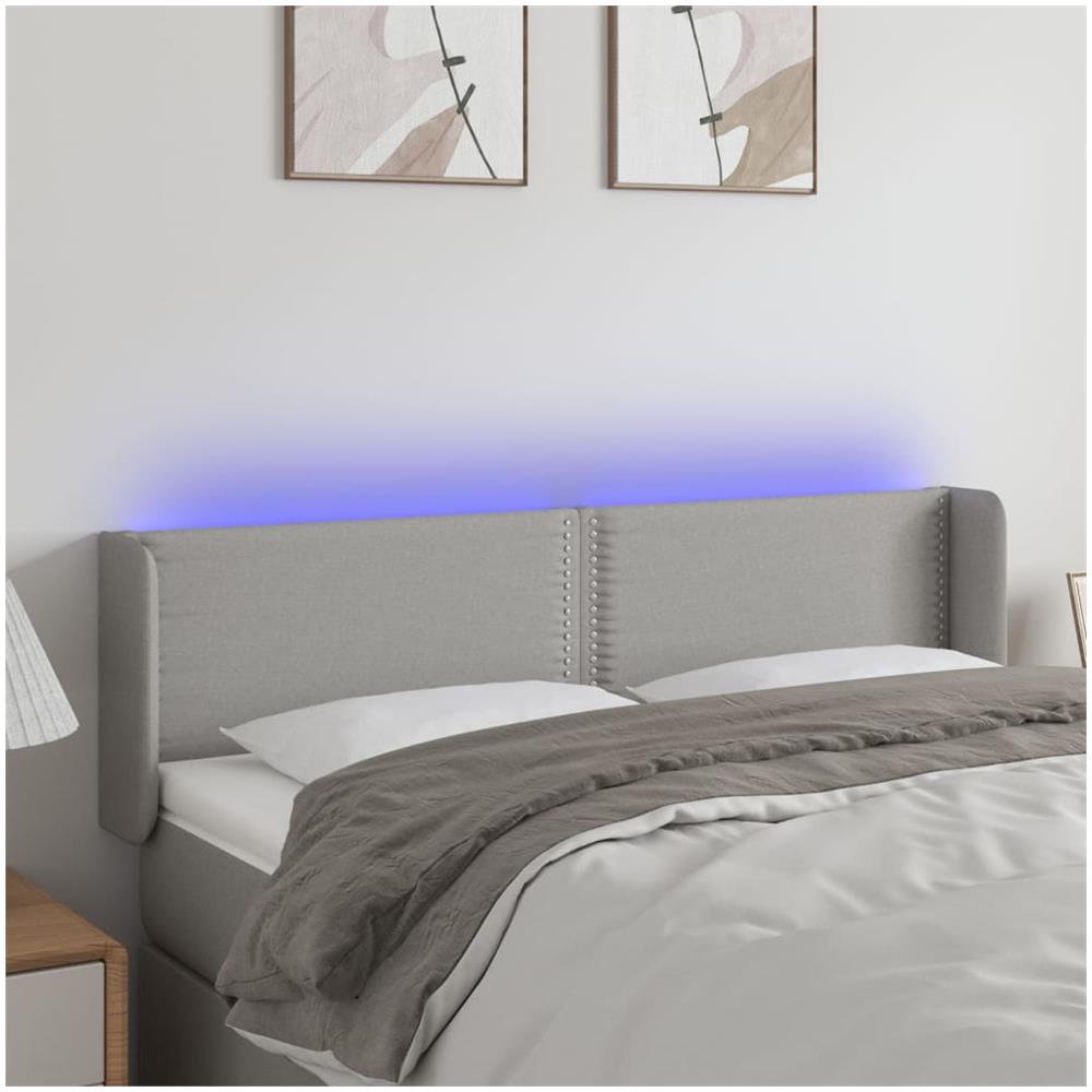 Testiera Grigio Chiaro A Led 147x16x78/88 Cm In Tessuto - Foto 1