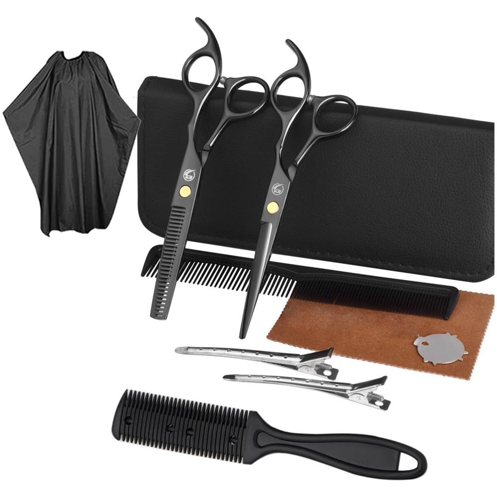 Set Da Parrucchiere Con Forbici Da Parrucchiere, Pettini, Fermagli, Cappotto 10 Parti Black - Foto 1