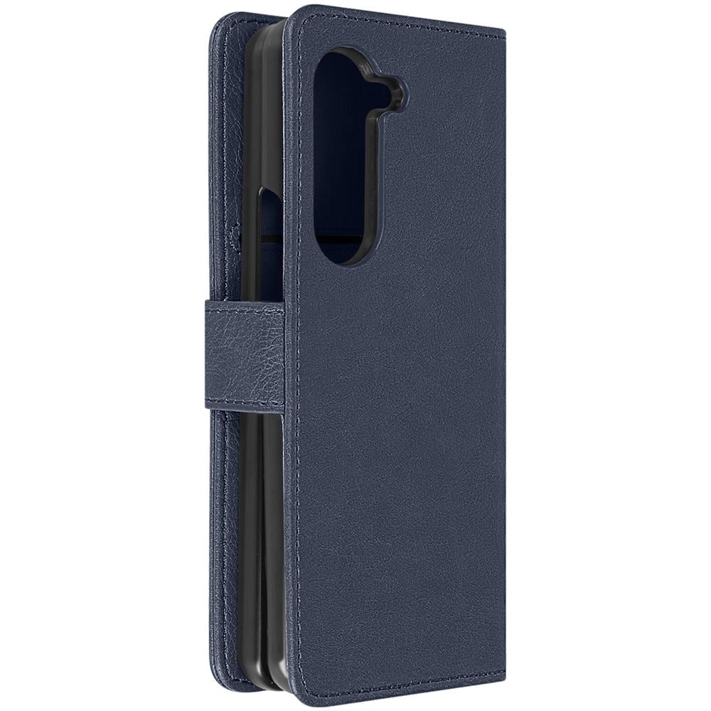 Cover Per Samsung Z Fold5 Portacarte E Linguetta Magnetica Chesterfield Blu - Foto 1
