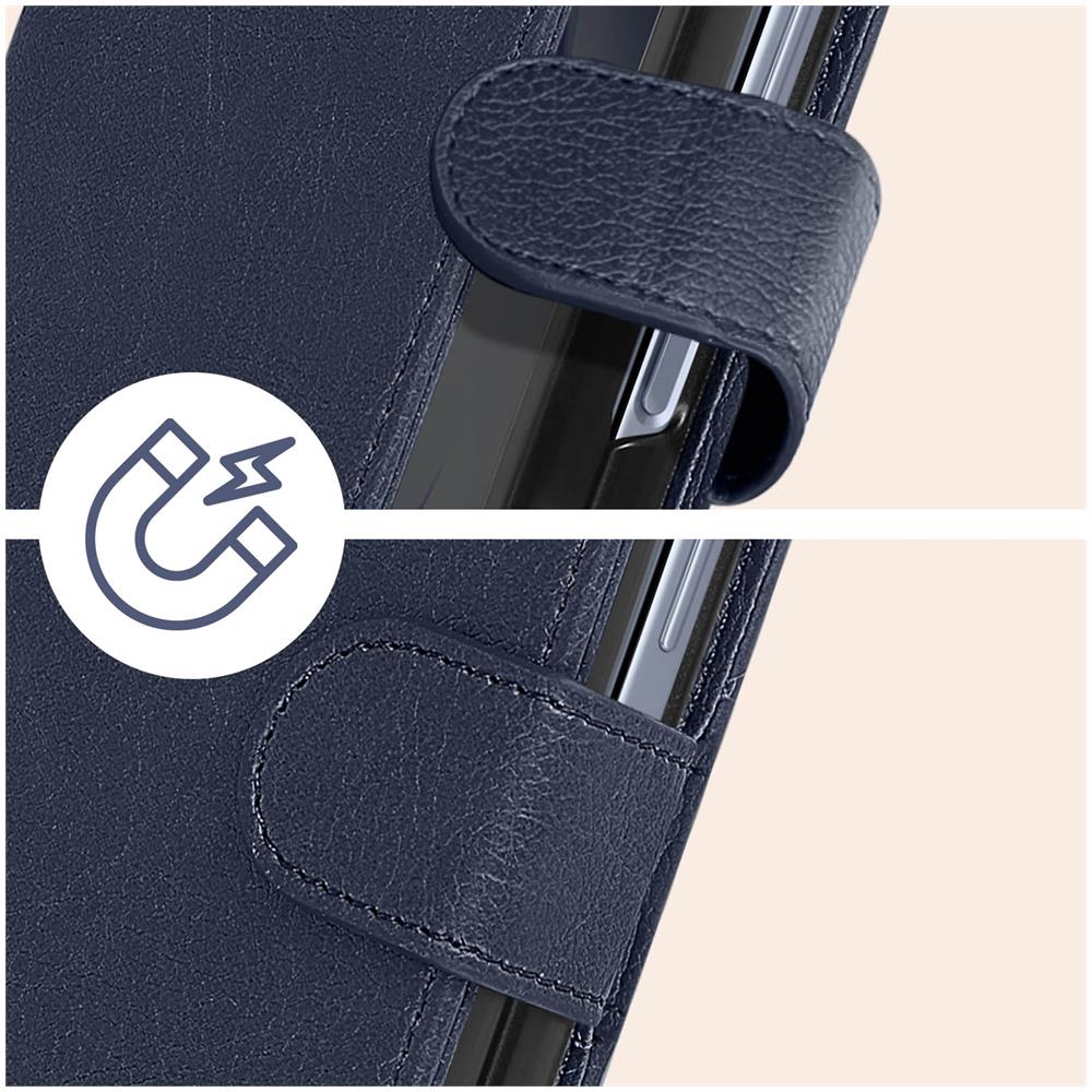 Cover Per Samsung Z Fold5 Portacarte E Linguetta Magnetica Chesterfield Blu - Foto 2