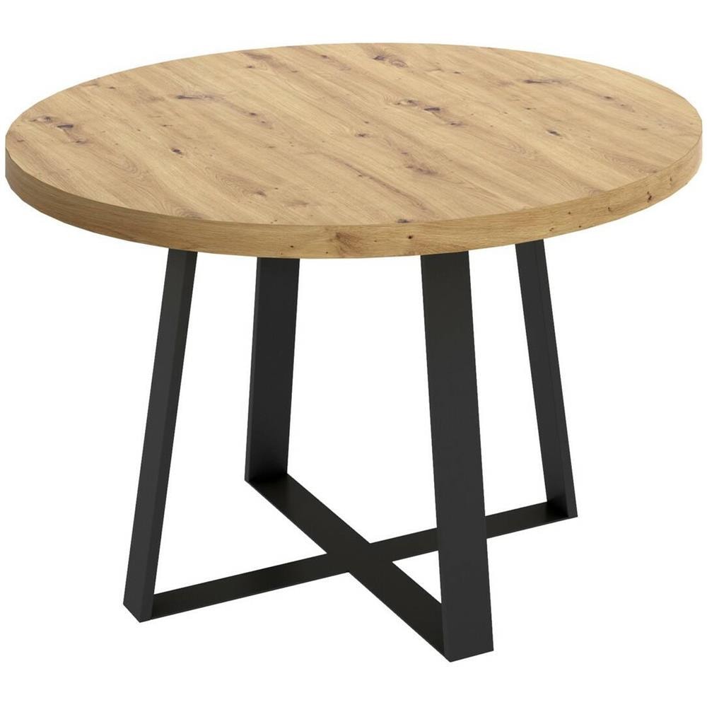 Tavolo Fisso Carone, Tavolo Da Pranzo Multiuso, Tavolo Rotondo Da Cucina O Sala Da Pranzo, 120x120h75 Cm, Rovere Nodi - Foto 2