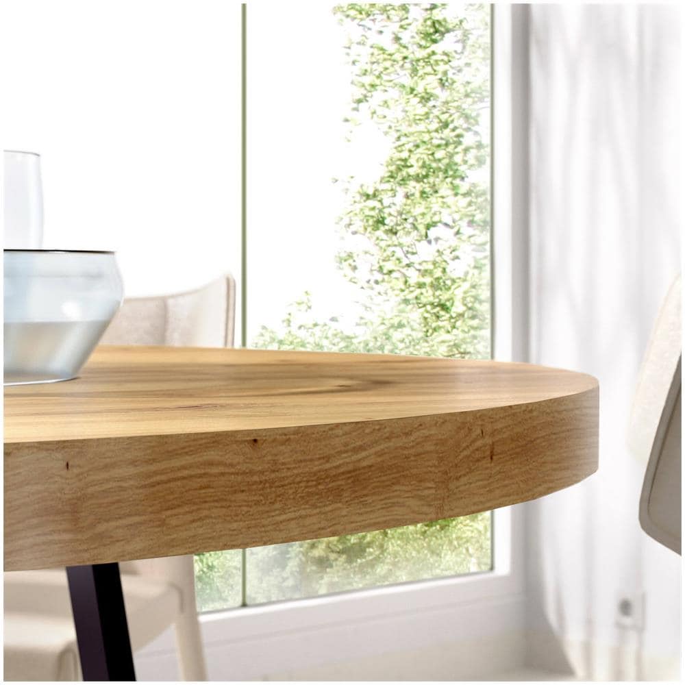 Tavolo Fisso Carone, Tavolo Da Pranzo Multiuso, Tavolo Rotondo Da Cucina O Sala Da Pranzo, 120x120h75 Cm, Rovere Nodi - Foto 4