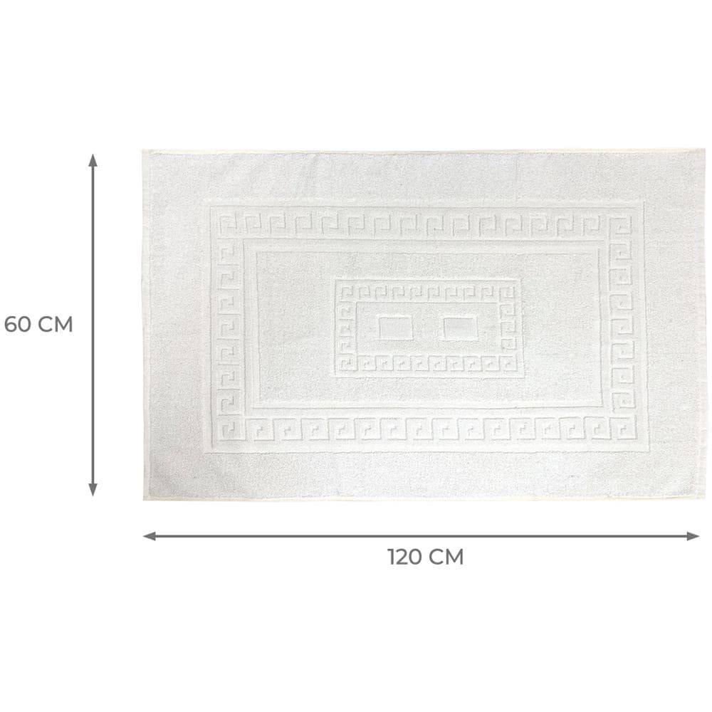 Tappeto Bagno Doccia Spugna Tinta Unita Torino Tappetino Super Assorbente In Cotone Pelo Corto Con Greca 60x120 Bianco - Foto 5