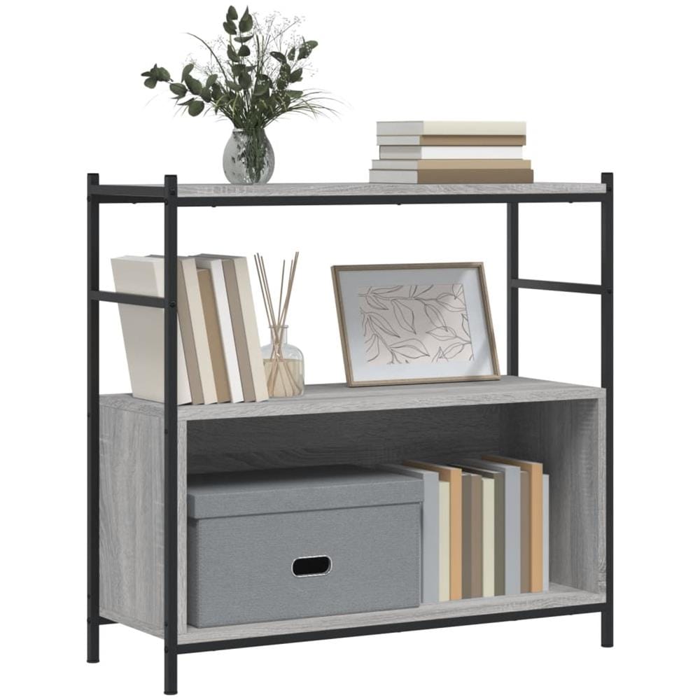 Libreria Grigio Sonoma 80x30x78,5 Cm Legno Multistrato E Ferro - Foto 3
