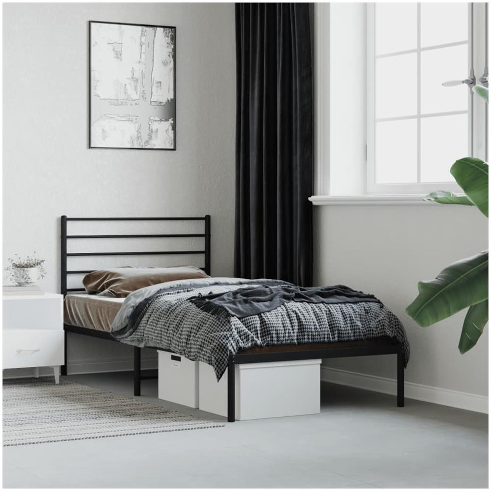 Giroletto Con Testiera In Metallo Nero 100x190 Cm - Foto 1