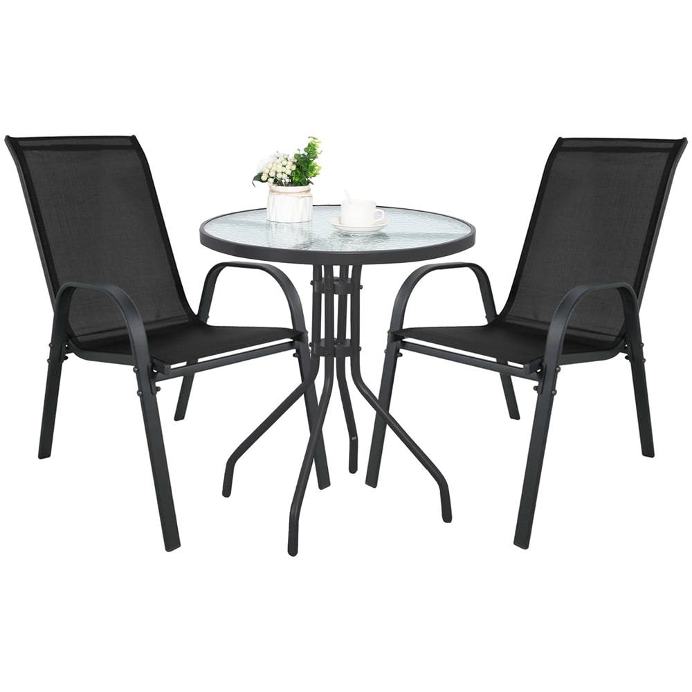 Set tavolo rotondo ISLAND con 2 sedie SOFIA - Nero - Foto 1