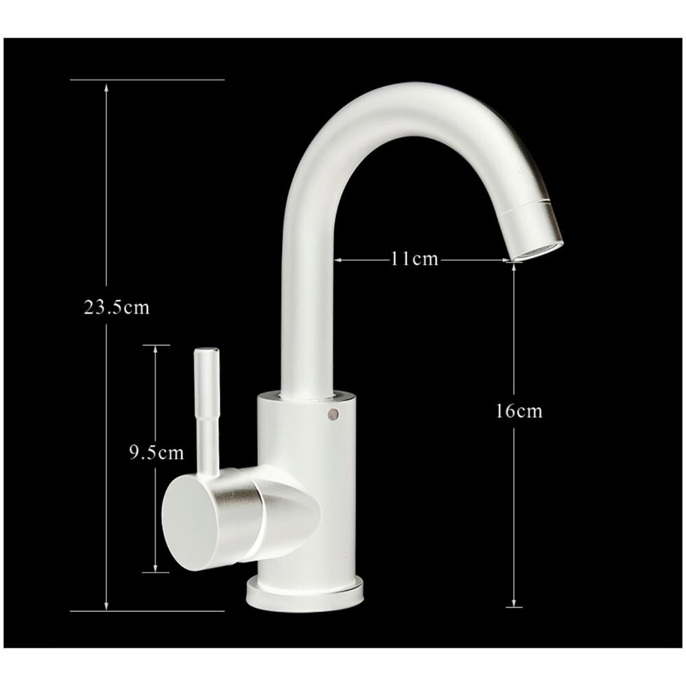 Rubinetto per lavabo da bagno, Blackswan, tipo M238, modello rotondo bianco, misura 23,5 cm - Foto 4