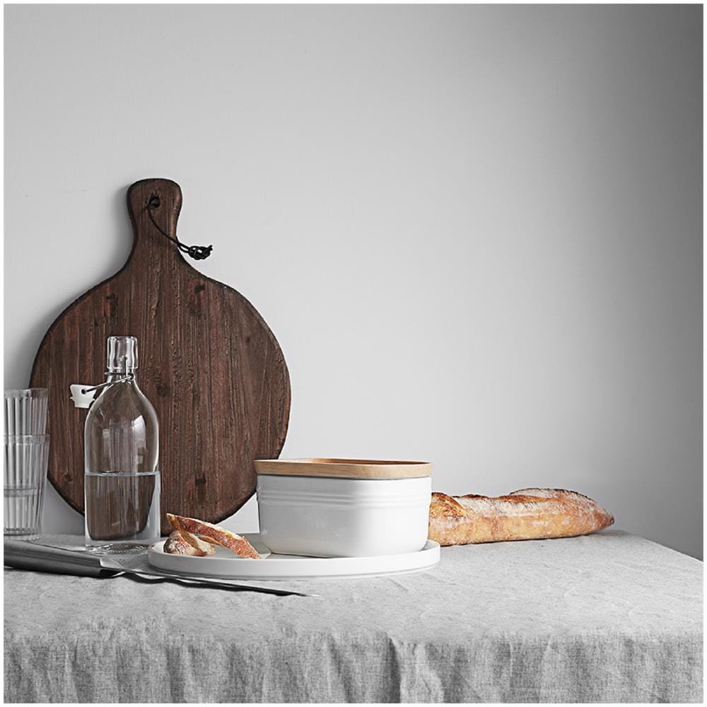 Portaburro Ceramica Extra Large con Coperchio Legno, Ermetico per Frigo o Piano, Freezer Safe, Azzurro - Foto 7