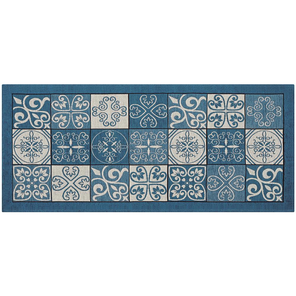 Tappeto Passatoia Runner Cucina Antiscivolo Lavabile Disegno Maiolica Suardi 55x140 Jeans - Foto 1