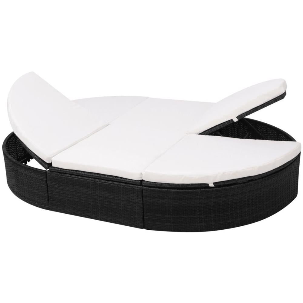 Lettino Prendisole In Polyrattan 200x140x28 Cm Nero - Foto 2