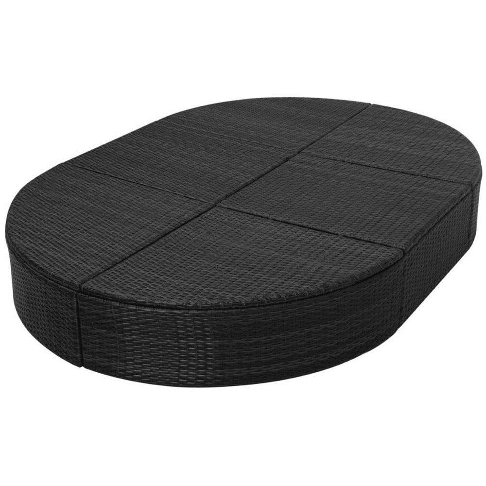 Lettino Prendisole In Polyrattan 200x140x28 Cm Nero - Foto 7