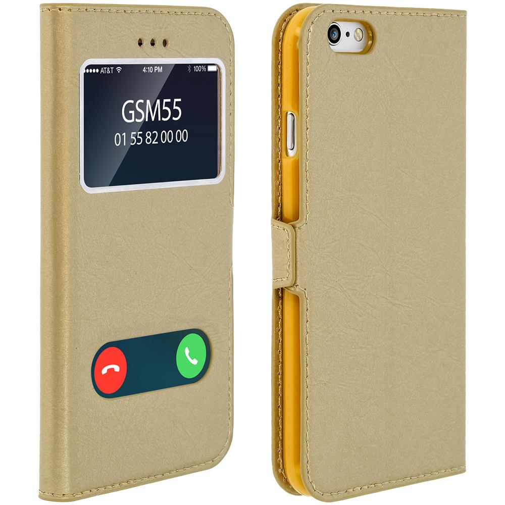 Custodia Iphone 6 / 6s Sportellino 2xfinestre Cover Silicone Oro - Foto 1