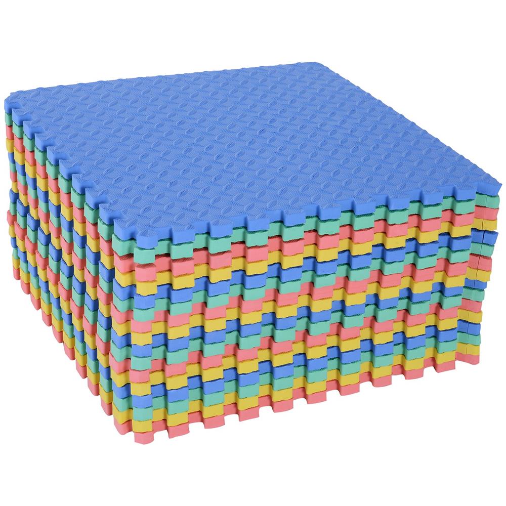 Homcom Tappeto Puzzle In Eva Per Bambini Antiscivolo 16 Pezzi Multicolori 605x605x2cm