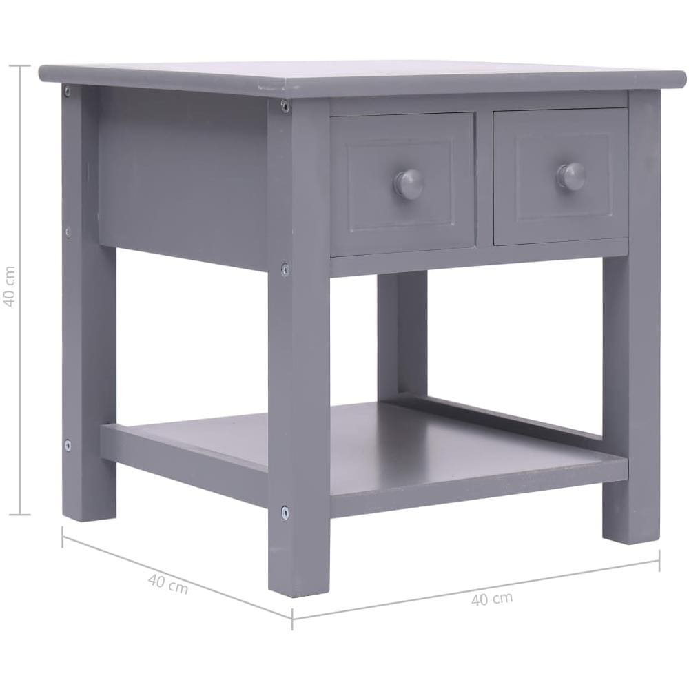 Tavolino Laterale Grigio 40x40x40 Cm In Legno Di Paulownia - Foto 8