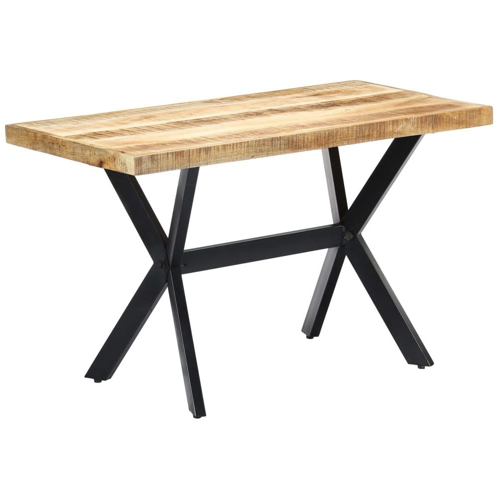 vidaXL Legno Massello di Mango Tavolo da Pranzo Rotondo Elegante Stile Industriale Robusto Arredo Cucina Laccato 120x76 cm Gambe in Acciaio