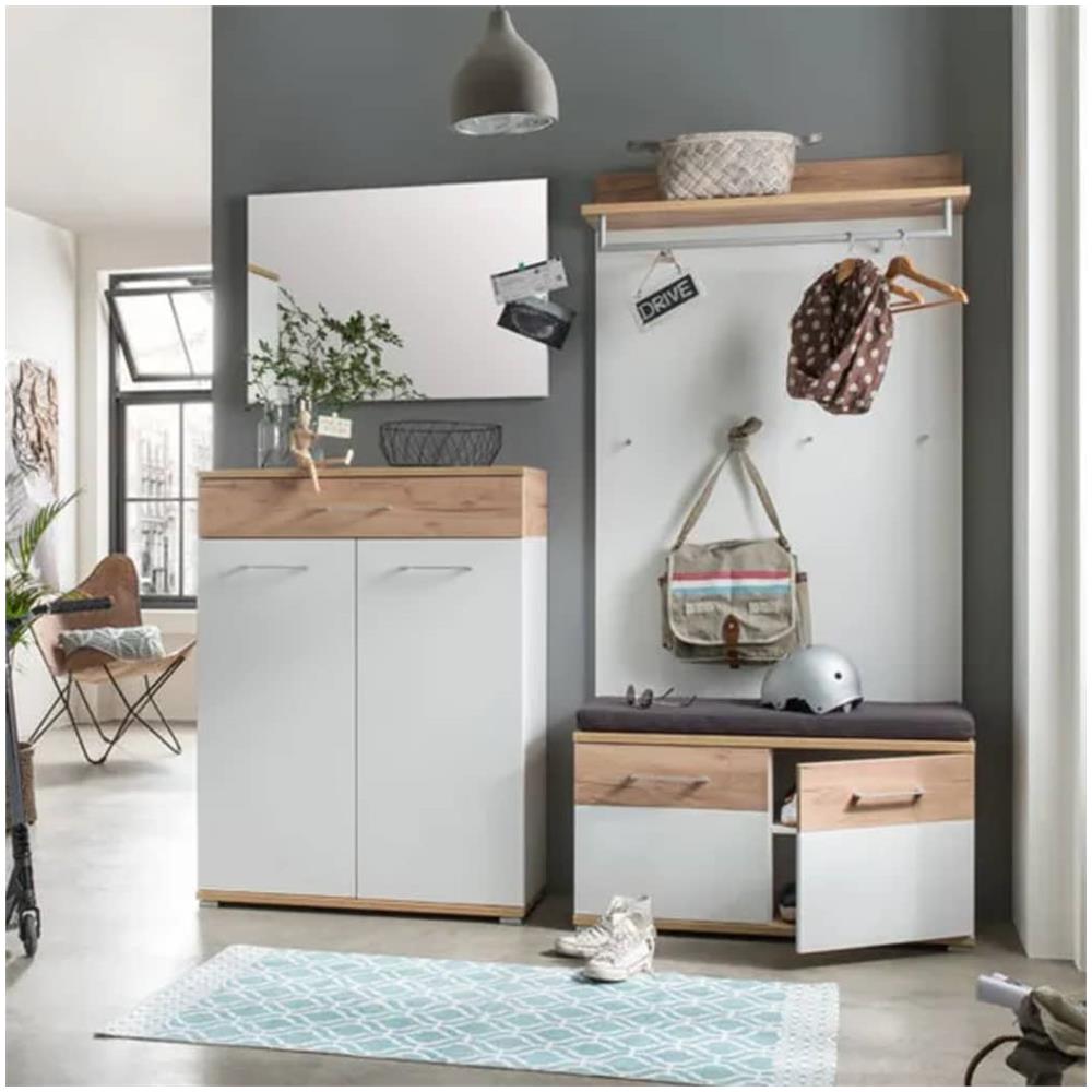 Scarpiera Topix 96x40x50,4 Cm Bianca E Rovere - Foto 2