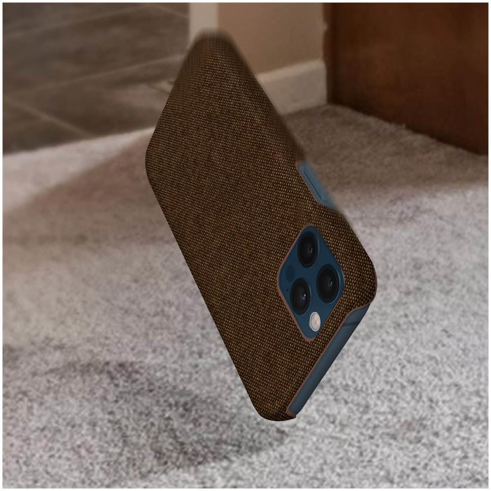 Cover Iphone 12 / 12 Pro Rivestimento Tessuto Lavabile Bumper Silicone - Marrone - Foto 2