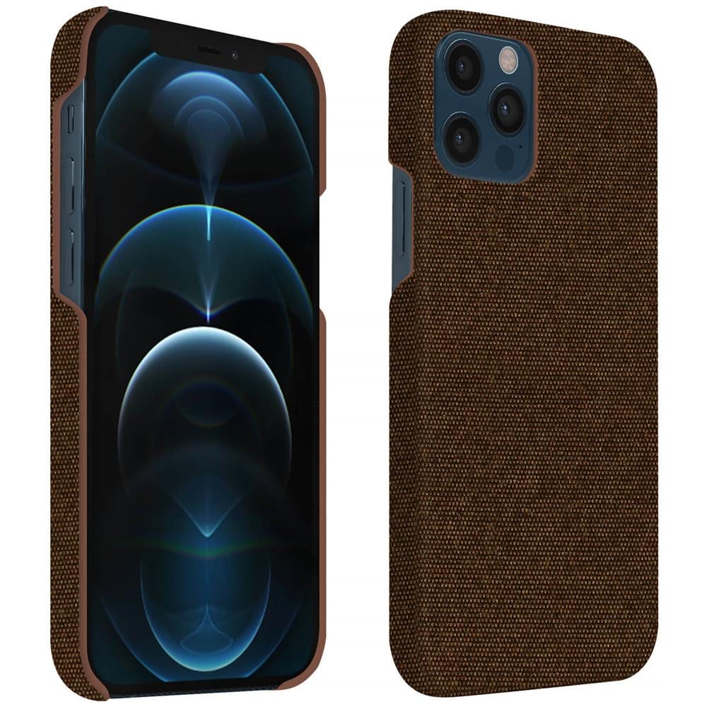 Cover Iphone 12 / 12 Pro Rivestimento Tessuto Lavabile Bumper Silicone - Marrone - Foto 1