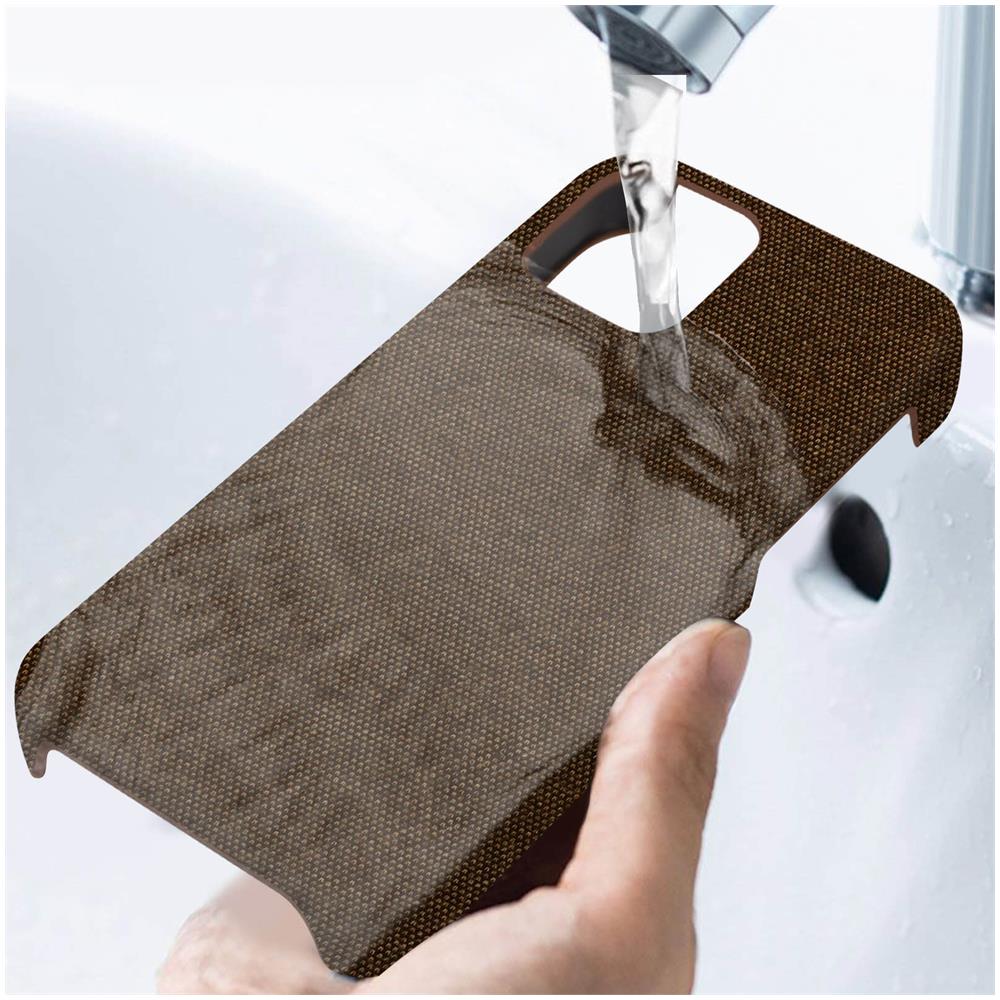 Cover Iphone 12 / 12 Pro Rivestimento Tessuto Lavabile Bumper Silicone - Marrone - Foto 5