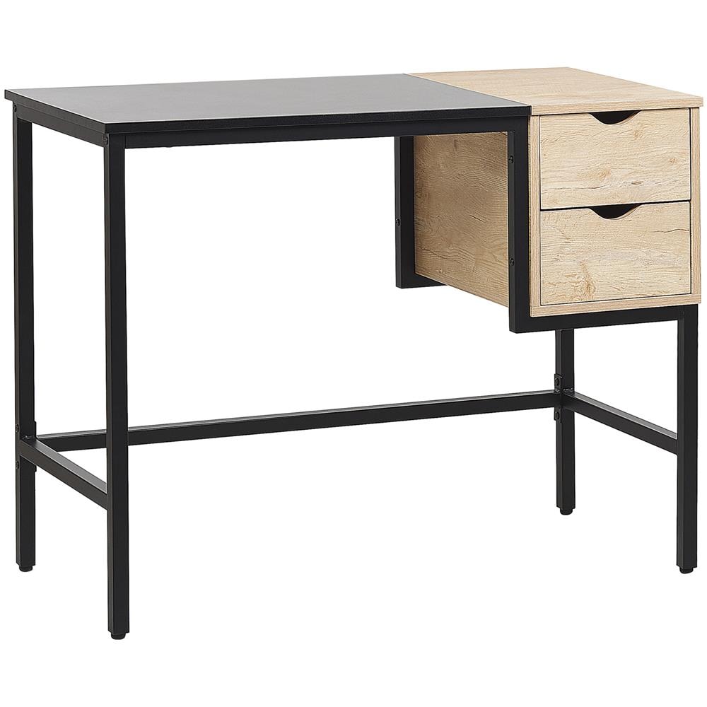 Scrivania Da Ufficio 120 X 50 Cm Nero E Legno Chiaro Harper - Foto 1