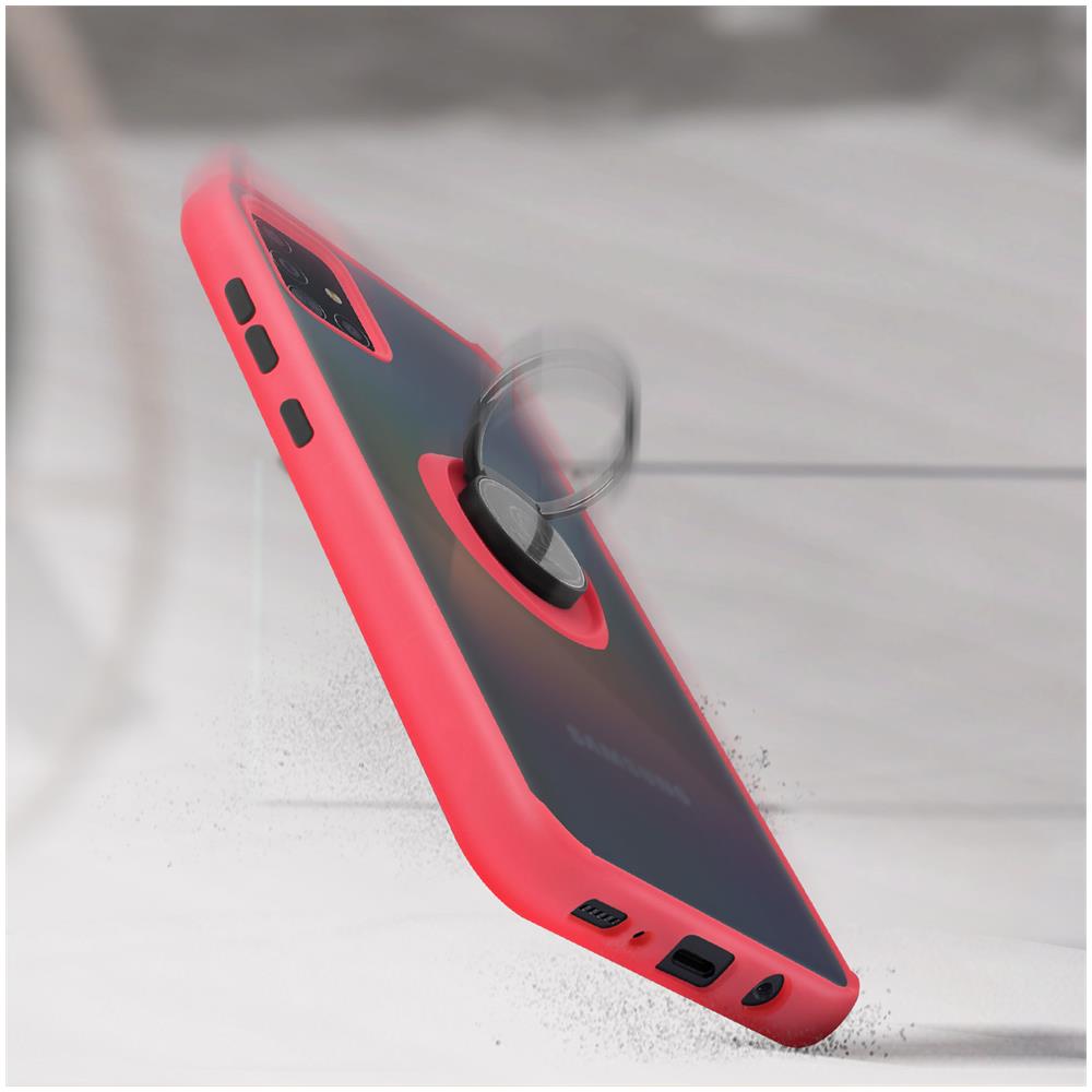 Cover Samsung Galaxy A51 Bimateriale Anello In Metallo Funzione Supporto Rosso - Foto 2