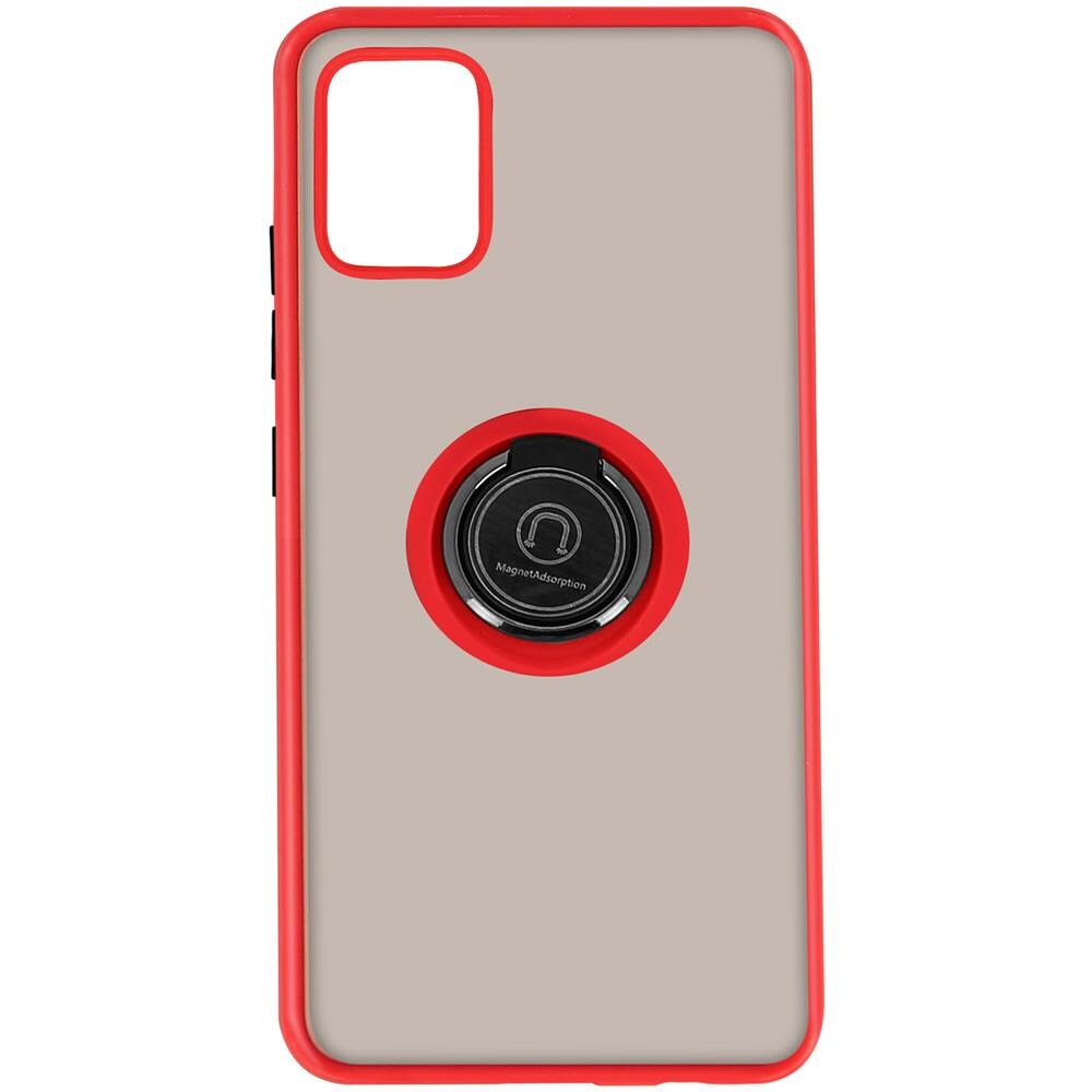 Cover Samsung Galaxy A51 Bimateriale Anello In Metallo Funzione Supporto Rosso - Foto 1