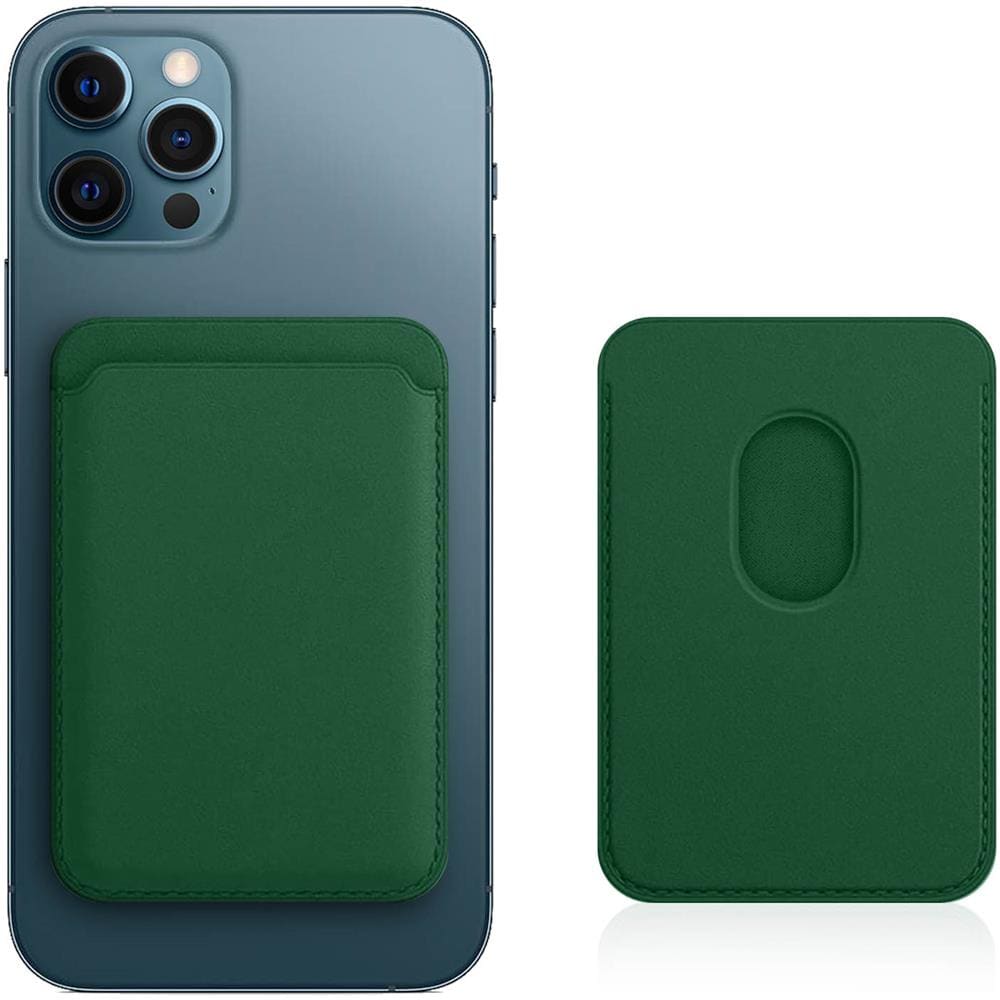 Portacarte Magsafe Iphone 12 Rivestimento In Cuoio Fissaggio Magnetico Verde - Foto 1