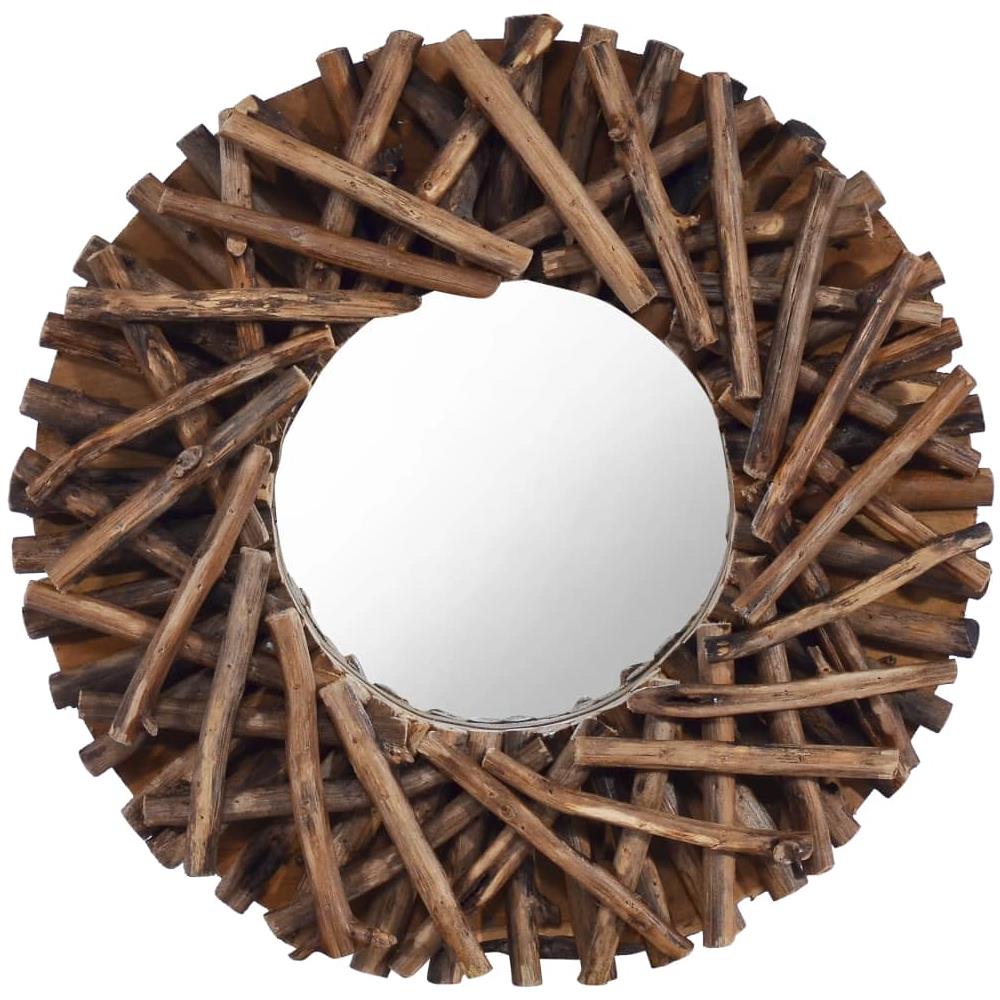 Specchio da Parete 40 cm in Legno di Teak Rotondo - Foto 1